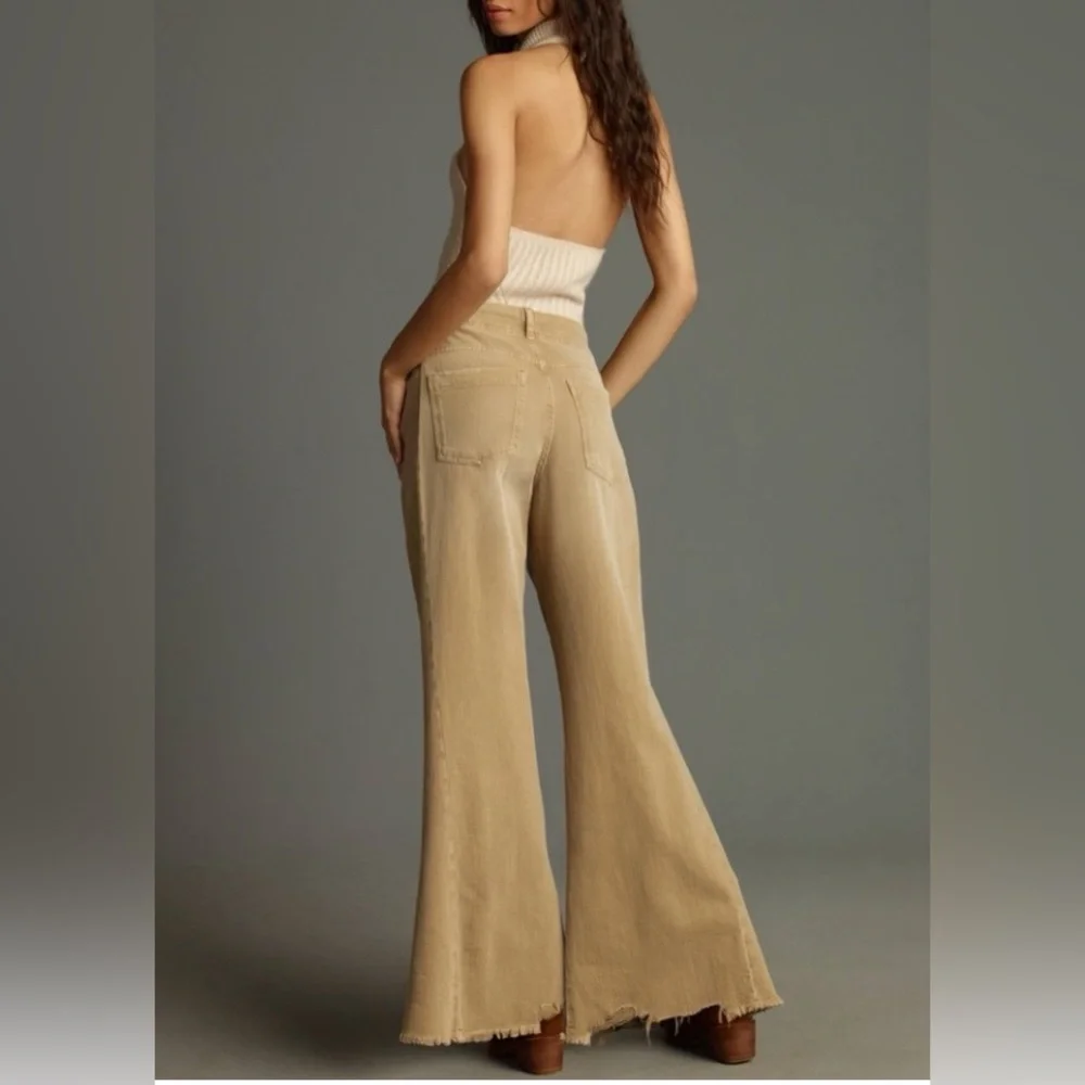 Anthropologie Pilcro The Adi Tan Pants with Raw Edge Hem Size 28 - Picture 2 of 12